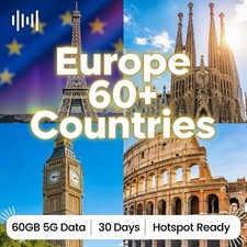 Europe 60+ Countries 60GB/30